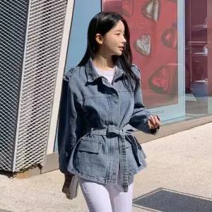 [미나그램] 카넬린 하프 벨트 청자켓