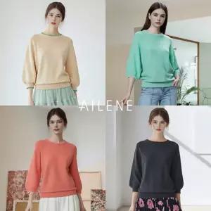 [엘렌느] 26SS 세미홀가 레이어 투톤 니트 4종