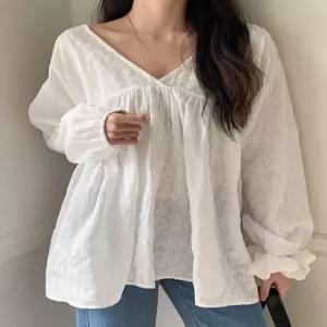 러플리 투웨이 레이스 튜닉 블라우스 87136 빅사이즈 여성의류