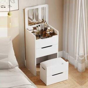 일체형화장대 60cm 메이크업 초폭 3단 램프 조립형 수납 테이블 년 대리석