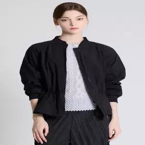 시보리 셔링 허리 스트링 소매 점퍼_YI03WNWJP01