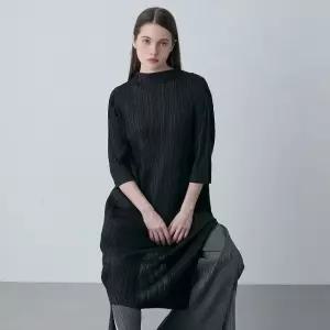 사이드 지퍼 삼각소매 플리츠 원피스_YK03WNPOP03