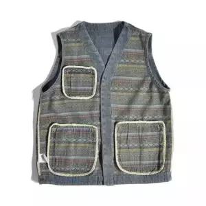 캐주얼 데님 브이넥 캐쥬얼 조끼 나시 남자조끼 아메카치즈 레이어드 원템1