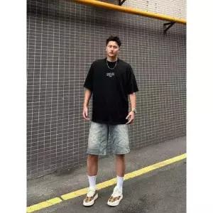 바지 청 빈티지 캐주얼 하의 남자청반바지 일자 포켓 반바지 트렌드 빅 5부 원템1