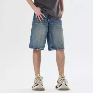 바지 청 빈티지 남자청반바지 반바지 와이드 일자 워싱 6부 원템1