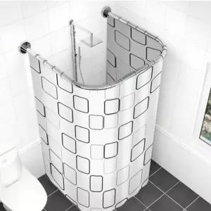 (110cm) 키밍/욕실/샤워커튼봉/ㄷ자/코너/곡선봉/실버/ㄱ자/110cm/세트/학교