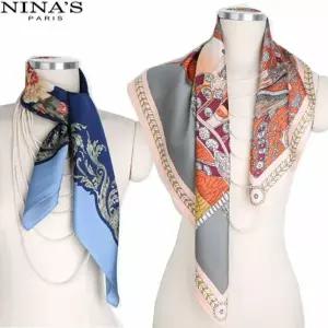 [하프클럽/니나스파리]70cm_벨트체인 실크감촉사각스카프(0SS126)