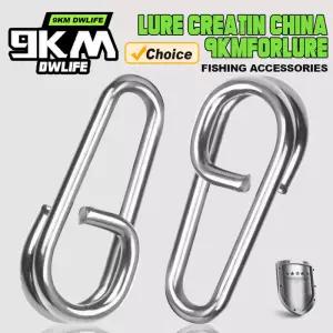 9KM 50Pcs 낚시 스냅 타원형 미끼 커넥터 바닷물 스플릿 링 스테인레스 스틸