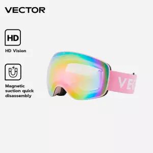 벡터 스키 스노우 보드 고글 여성 남성 안경 UV 400 눈 보호 성인 이중 구형 거울 자기