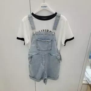 4부워싱블루멜빵데님바지KG