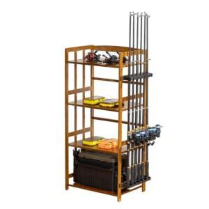 낚시대진열장 원목 로드거치대 6대 정리대 낚싯대 118x50cmㅣ4단 거치대 4단