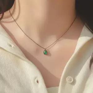 실버925 블랙 체인 캣츠아이 스톤 펜던트 목걸이 그린 핑크 블루