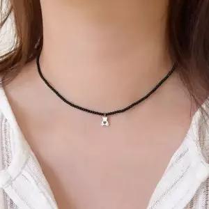 5color 미니 곰 펜던트 컬러 비즈 쇼트 초커 목걸이 써지컬스틸