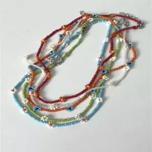 5color 랄라 컬러 플라워 데이지 비즈 목걸이 초커 레드 오렌지 스카이 연두 화이트