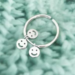 실버925 스마일 프렌즈 셋 달랑이 참 반지 오픈 사이즈