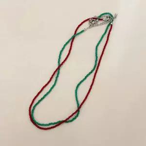 홀리데이 레드 그린 캣츠아이 비즈 초커 목걸이 2color