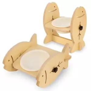 올웨이즈올펫 강아지 고양이 물 밥 그릇 원목 식탁 높이조절 FISH 1구 투캣 1개