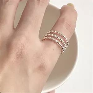 실버925 세 줄 도트라인 레이어드 오픈 반지