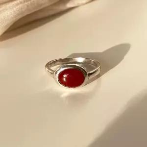 실버925 레드 커넬리언 자만옥 자마노 원석 반지 빈티지 앤틱 레이어드