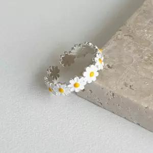 실버925 매니 매니 플라워 데이지 은반지 오픈 프리사이즈