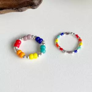 실버925 레인보우 아크릴 은볼 프리 밴딩 반지 2type