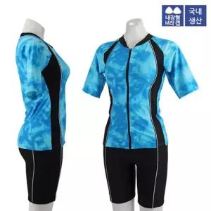 XBLUE 여자 반팔 집업 투피스 수영복 W36116