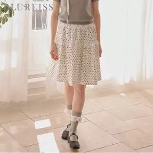 [블루레이스] 도트 레이스 플레어 스커트_B6M1SK8201