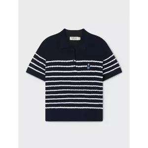 후아유 Steve Collar Cable Short Sleeve Sweater WHKAG2423F 455077