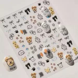 [에스에스_62]드로잉 리본 케릭터 리본스티커 네일스티커