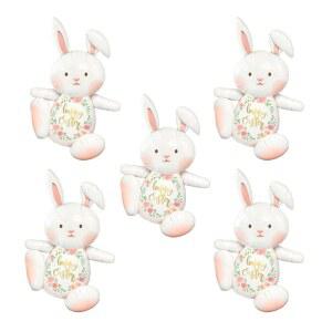 AOBKIAT 30인치 초대형 토끼 풍선, 정글 농장 테마 생일 베이비 샤워 파티 장식용 스티커가 부착된 5PCS 해피 부활절 포일 풍선