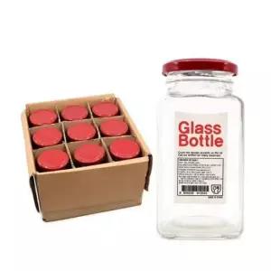 [JED] 양념병 술병 공병 9p 견과류 고춧가루사각유리병 매실병 400ml