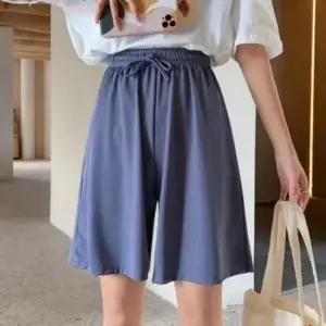 [의류] 여성 5부 밴딩 반바지 편안한 고무줄 찰랑 와이드 숏팬츠 여름 데일리룩