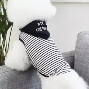 [반려] 강아지 리본 도트 크롭탑 네이비 1P 땡이 스판옷