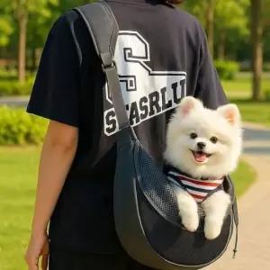 [반려] 소형견 강아지 통풍 메쉬 슬링 크로스백 반려동물 이동가방