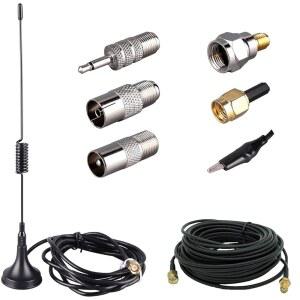[미국배송] LACUCINO 75옴 FM 안테나 실외 안테나 WIFI 스테레오 TV 실내 150M SMA-남성 커넥터 자기 송신 케이블 16.4피트 연장 케이블(6PCS 어댑터 포함) 블랙