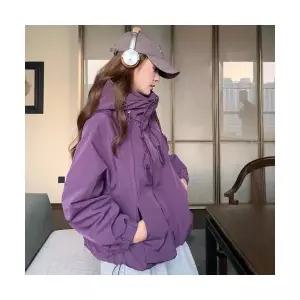 여성용 캐주얼 얇은 후드 점퍼 반코트 봄가을 패션 바람막이 야구복 트렌치 OP3