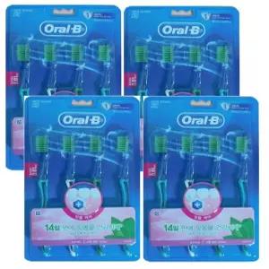 오랄비 고탄력 초미세모 칫솔 그린티 4입 x 4개