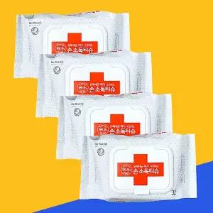 노브랜드 손소독티슈 32매 x 4개 / 99.9% 유해세균제거 살균티슈