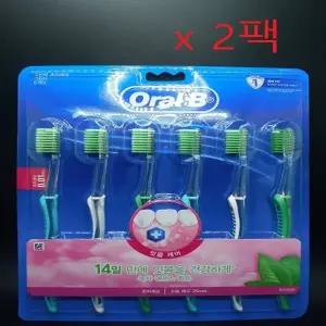 오랄비 고탄력 초미세모 그린티 칫솔 6개입 x 2팩