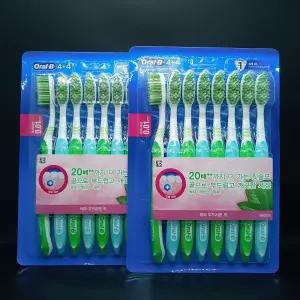 오랄비 초미세모 저자극 케어 그린티 4+4개입 2개 칫솔 매우 부드러운 모