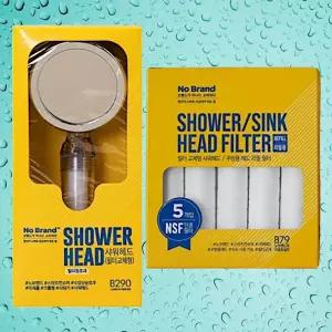 노브랜드 필터교체형 샤워기헤드+필터 5개입 세트 구성