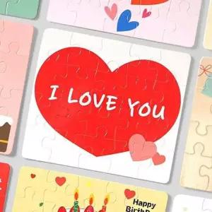 일러스트 퍼즐 편지지 4P 편지봉투 기념일 축하 선물