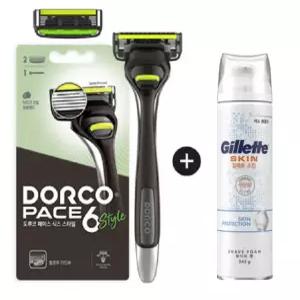 도루코 페이스6 스타일 면도기 2up+스킨텍 쉐이빙폼 245ml