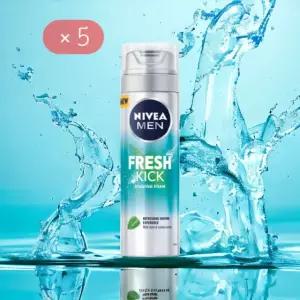 니베아 맨 프레시 킥 쉐이빙 폼 면도크림 200ml 5개