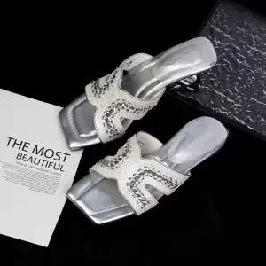 여친 일자 짜임 웨지힐 양가죽 슬리퍼 리얼 CH5