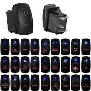 스위치릴레이 방수 5핀 SPST 온오프 로커 스위치 블루 레드 LED 20A12V 10A24V 토글 차량용 트럭 RV 보트용