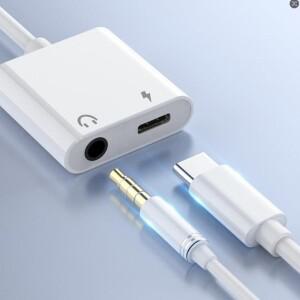 2-in-1 오디오 어댑터 USB C - 3.5 Mm 잭 Type-C 유선 헤드폰 커넥터용 Aux 케이블 충전