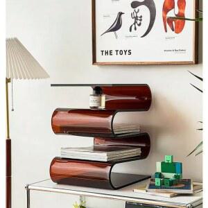 미니멀리스트 장식 수납 책장 보관 사이드 테이블 투명 거실 탄창