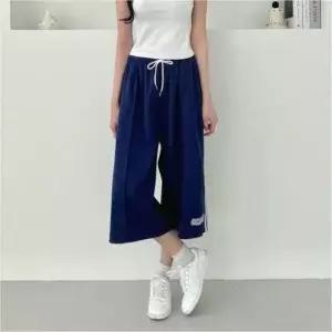 [의류] 와이드 버뮤다 팬츠 7부 반바지 허리밴딩 오버핏 트레이닝