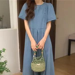 여성 캐주얼 데님 반팔 롱원피스 TDN-0145